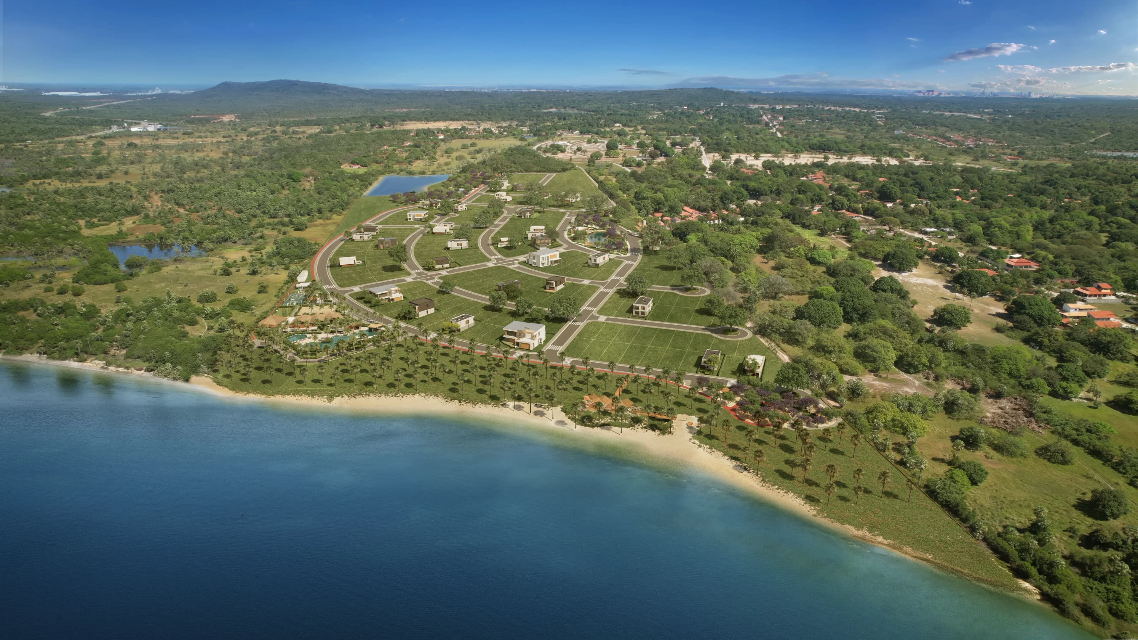 Master render — Lago Living on Lagoa do Cauípe, Cumbuco (wingfoil lagoon)